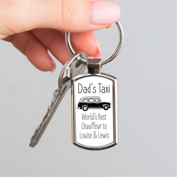 Personalised Dad's Taxi Metal Keyring