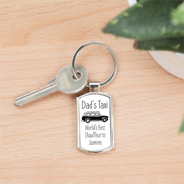 Personalised Dad's Taxi Metal Keyring - Image 2