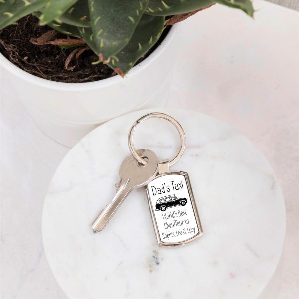 Personalised Dad's Taxi Metal Keyring - Image 3