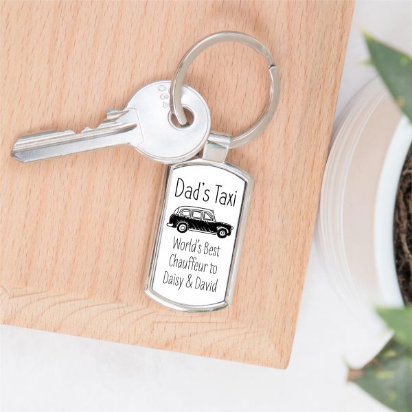 Personalised Dad's Taxi Metal Keyring - Image 4