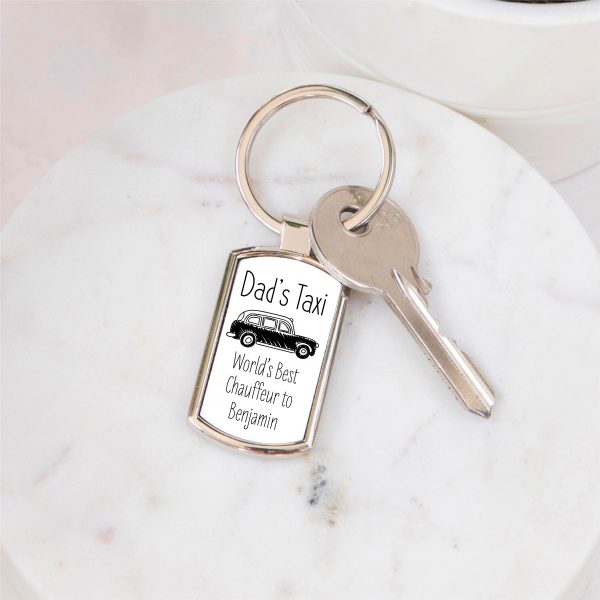 Personalised Dad's Taxi Metal Keyring - Image 5