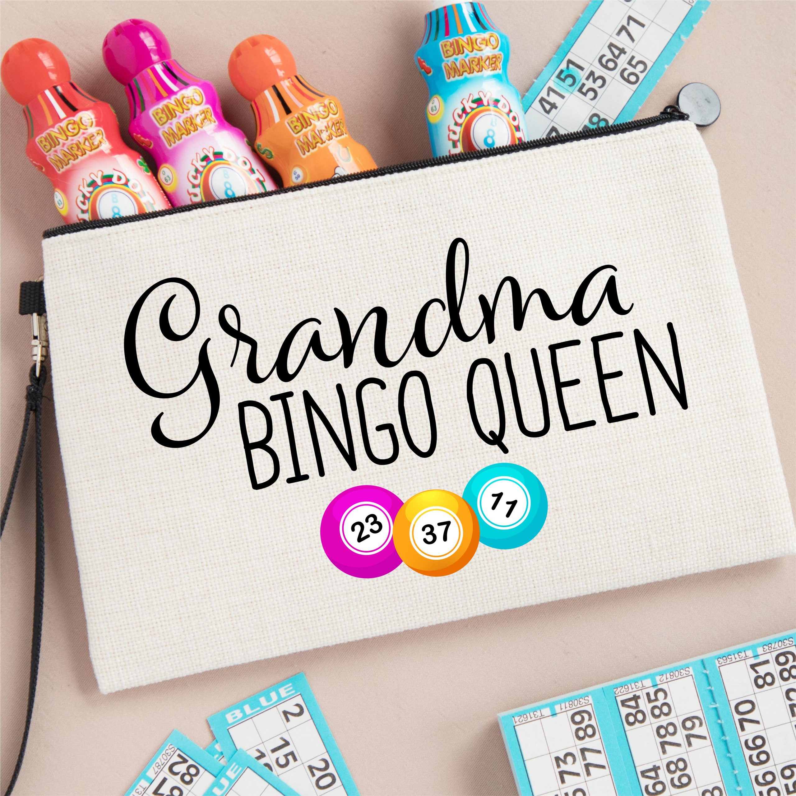 Grandma Bingo Queen Linen Pouch - Gift for Grandma - Image 2