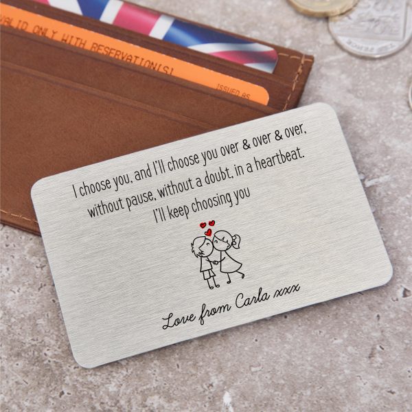 Personalised I Choose You Love Metal Wallet Card - Image 4