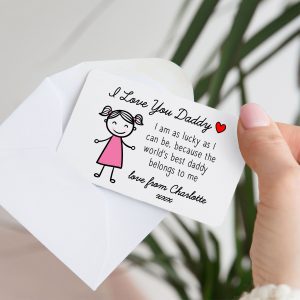 Personalised I Love You Daddy Metal Wallet Card From Daughter - Gift for Daddy