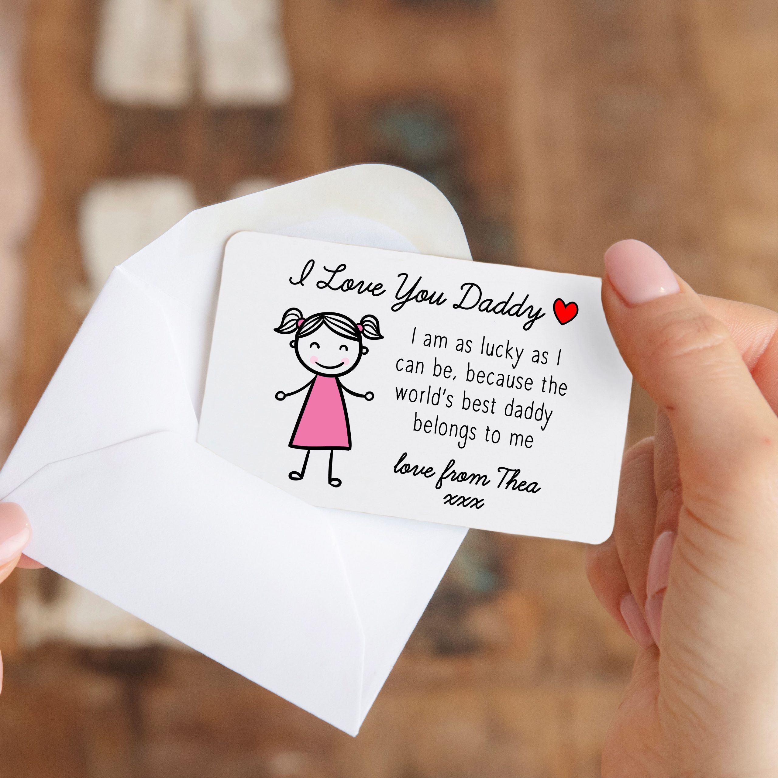 Personalised I Love You Daddy Metal White Wallet Card From Daughter - Image 2