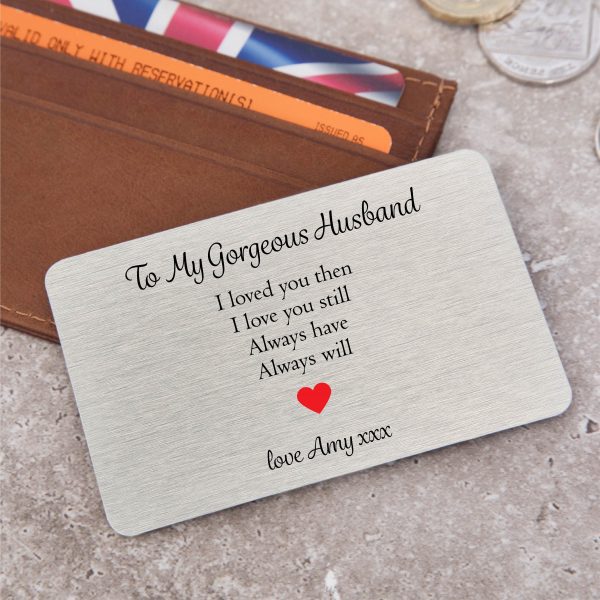 Personalised My Gorgeous Husband Love Metal Wallet Card - Image 4