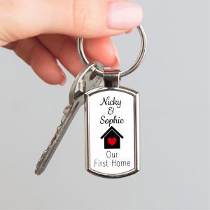 Personalised Our First Home Metal Keyring