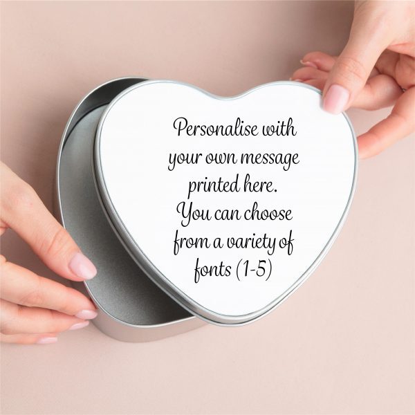 Personalised Own Message Heart Metal Tin Gift Box