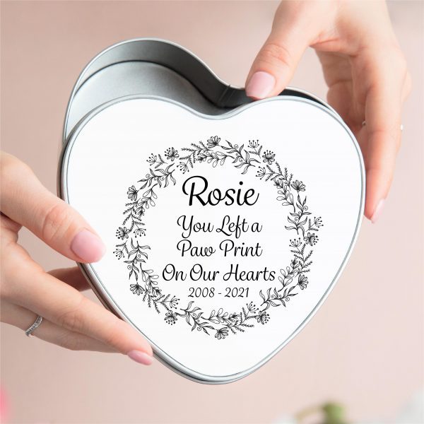 Personalised Pet Heart Metal Tin Memorial Box - Image 2