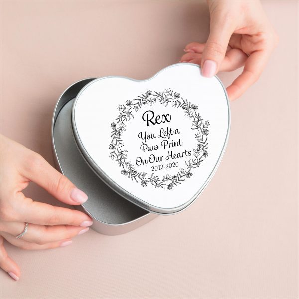 Personalised Pet Heart Metal Tin Memorial Box - Image 3