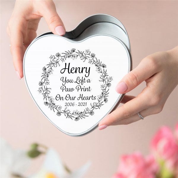 Personalised Pet Heart Metal Tin Memorial Box - Image 4