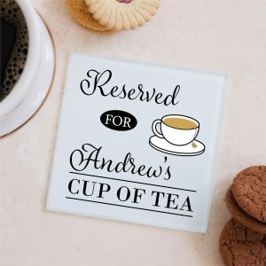 Personalised Cup of Tea Glass Coaster - Gift for Him or Her
