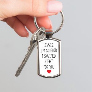 Personalised Swiped Right Metal Keyring