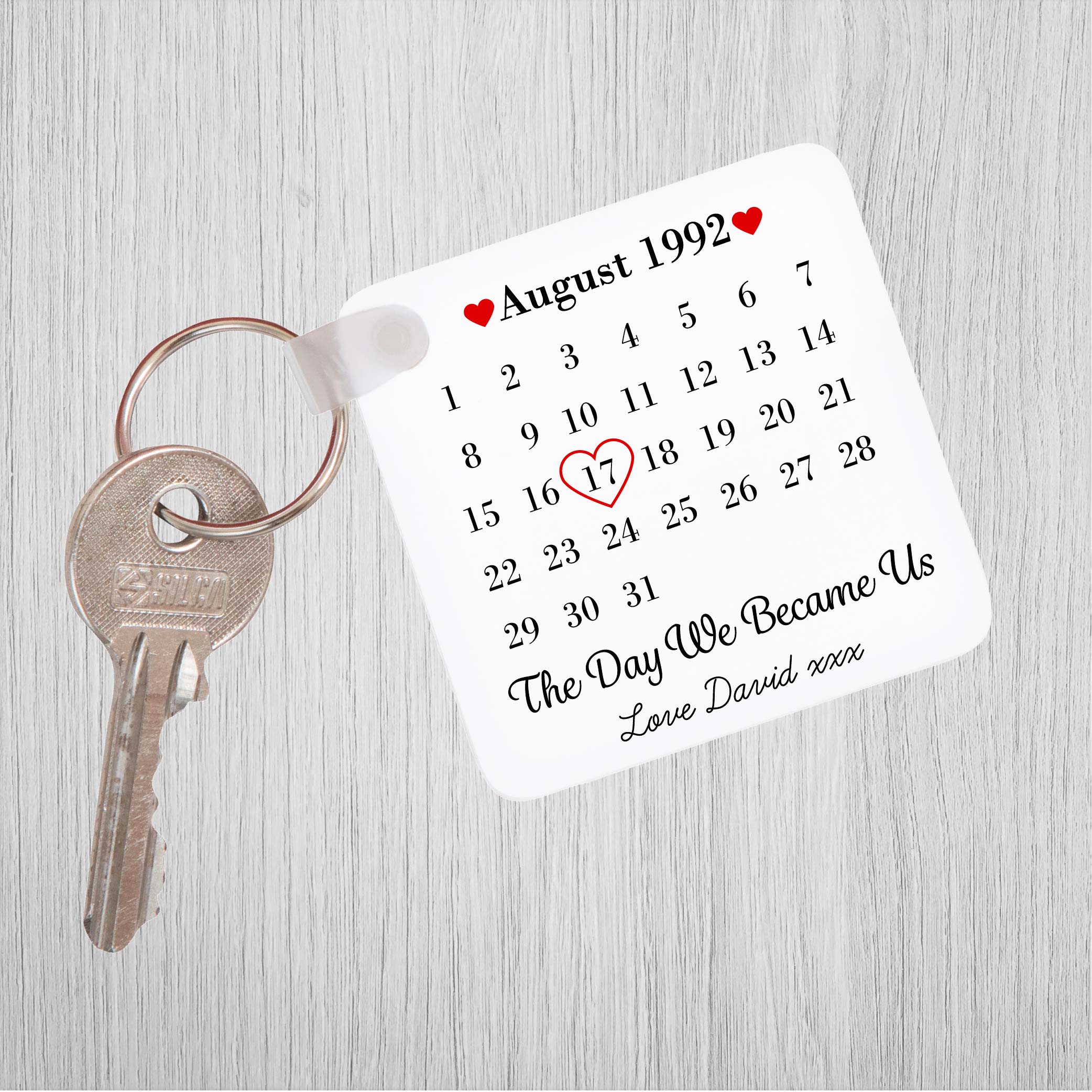 Personalised Day We Became Us Date Plastic Keyring - Image 4