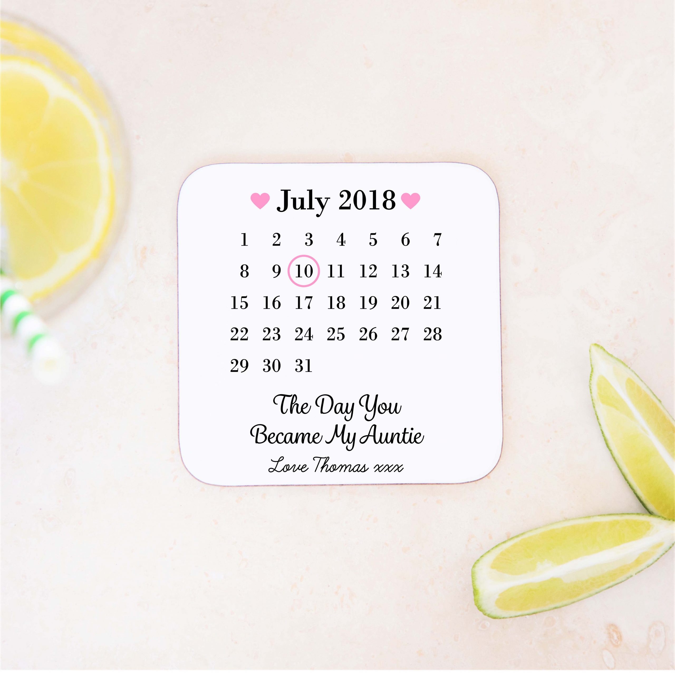 Personalised Day You Became My Auntie Wooden Coaster - Gift for Auntie - Image 3