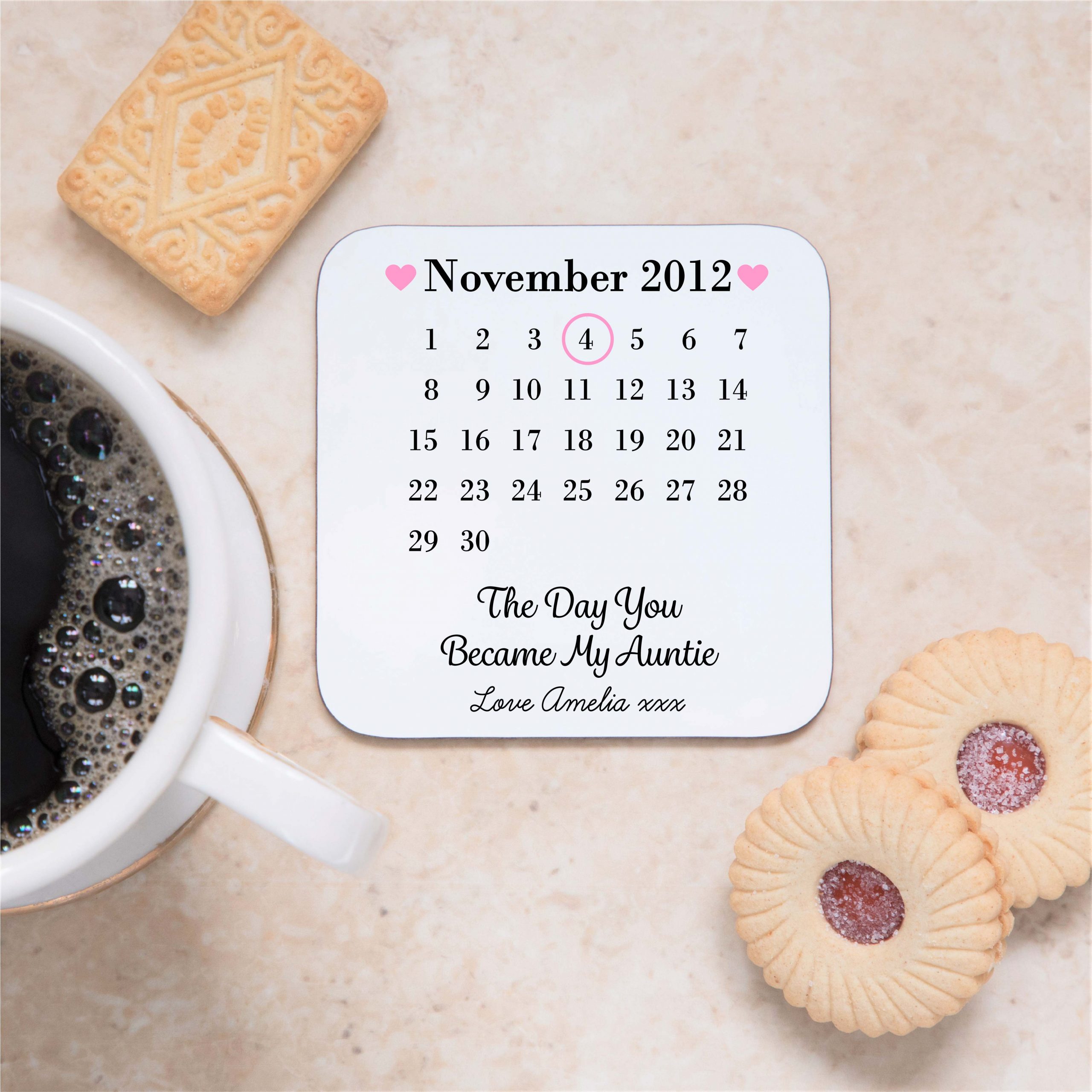 Personalised Day You Became My Auntie Wooden Coaster - Gift for Auntie - Image 5