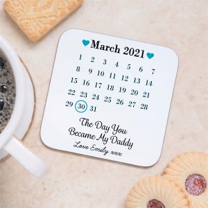 Personalised Day You Became My Daddy Date Drinks Coaster Mat