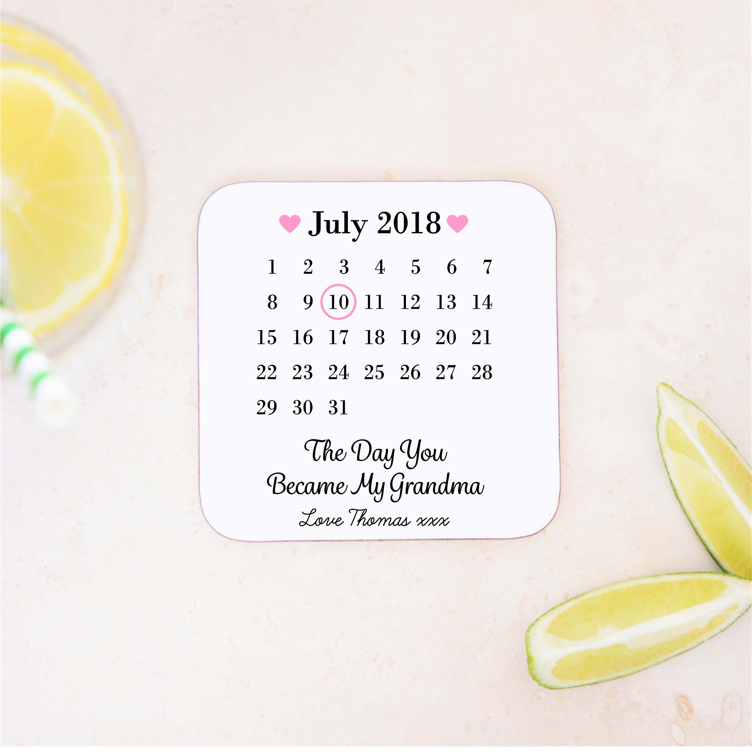 Personalised Day You Became My Grandma Wooden Coaster - Gift for Grandma - Image 3