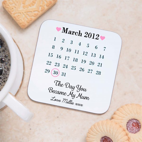 Personalised Day You Became My Mum Date Drinks Coaster Mat