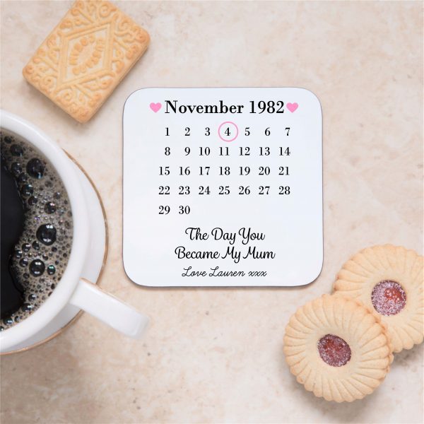 Personalised Day You Became My Mum Date Drinks Coaster Mat - Image 5