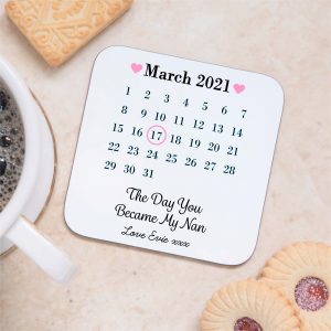 Personalised Day You Became My Nan Date Drinks Coaster Mat from Grandchild