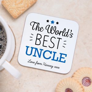 Personalised World's Best Uncle Wooden Coaster - Gift forUncle