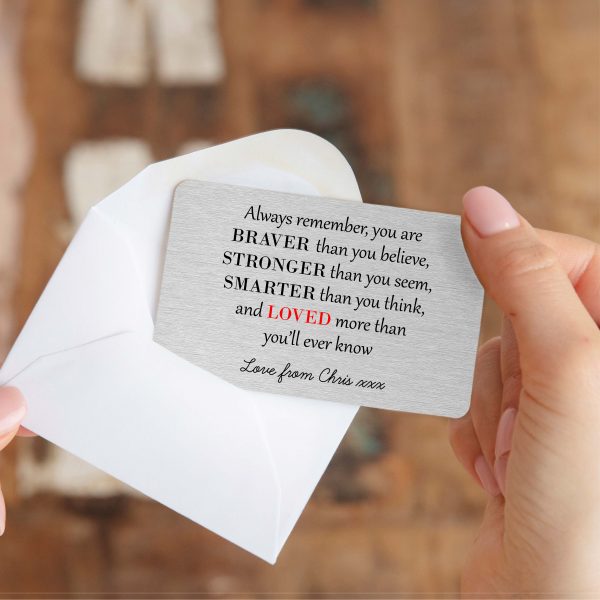 Personalised You Are Braver, Stronger, Smarter Metal Wallet Card - Image 3