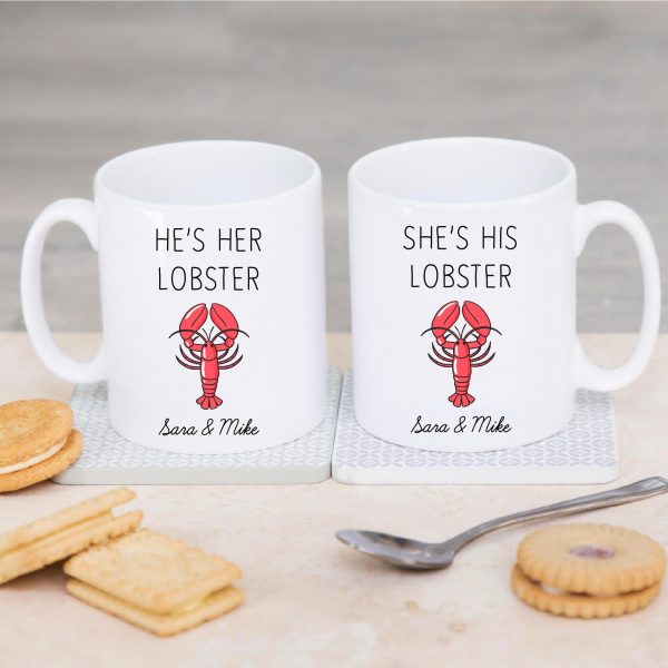 Personalised Lobster Pair Of Ceramic Mugs Cups - Image 2