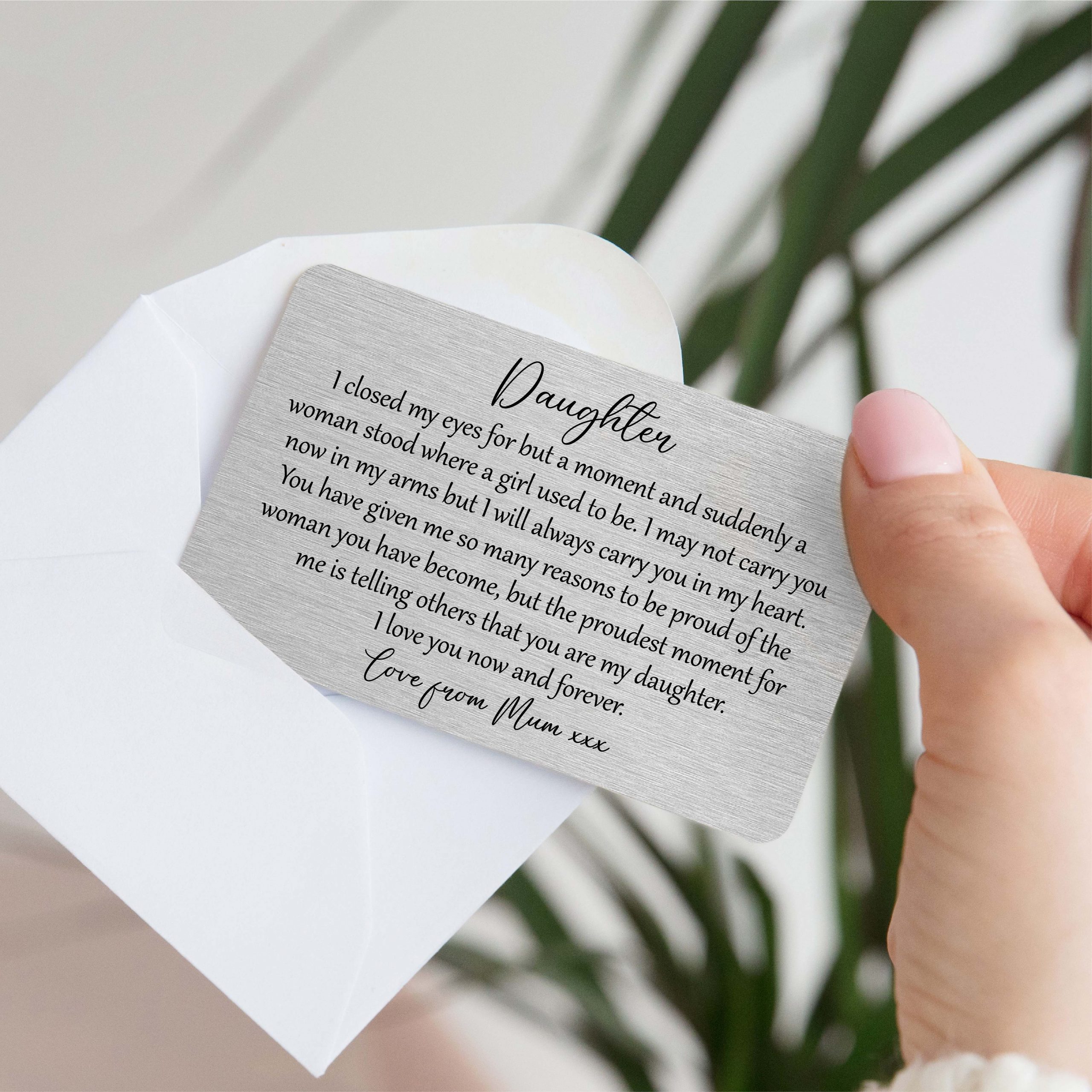 Personalised I Closed My Eyes Daughter Metal Wallet Card