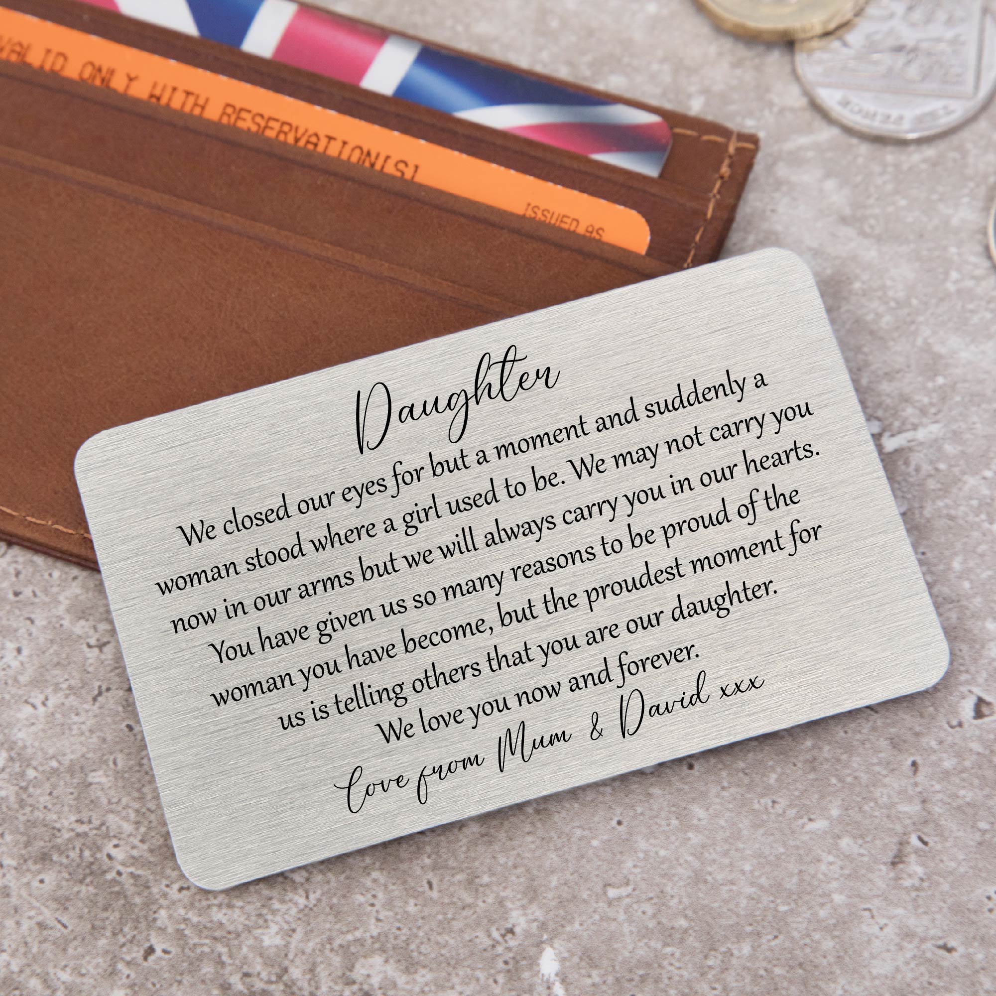 Personalised I Closed My Eyes Daughter Metal Wallet Card - Gift for Daughter - Image 3