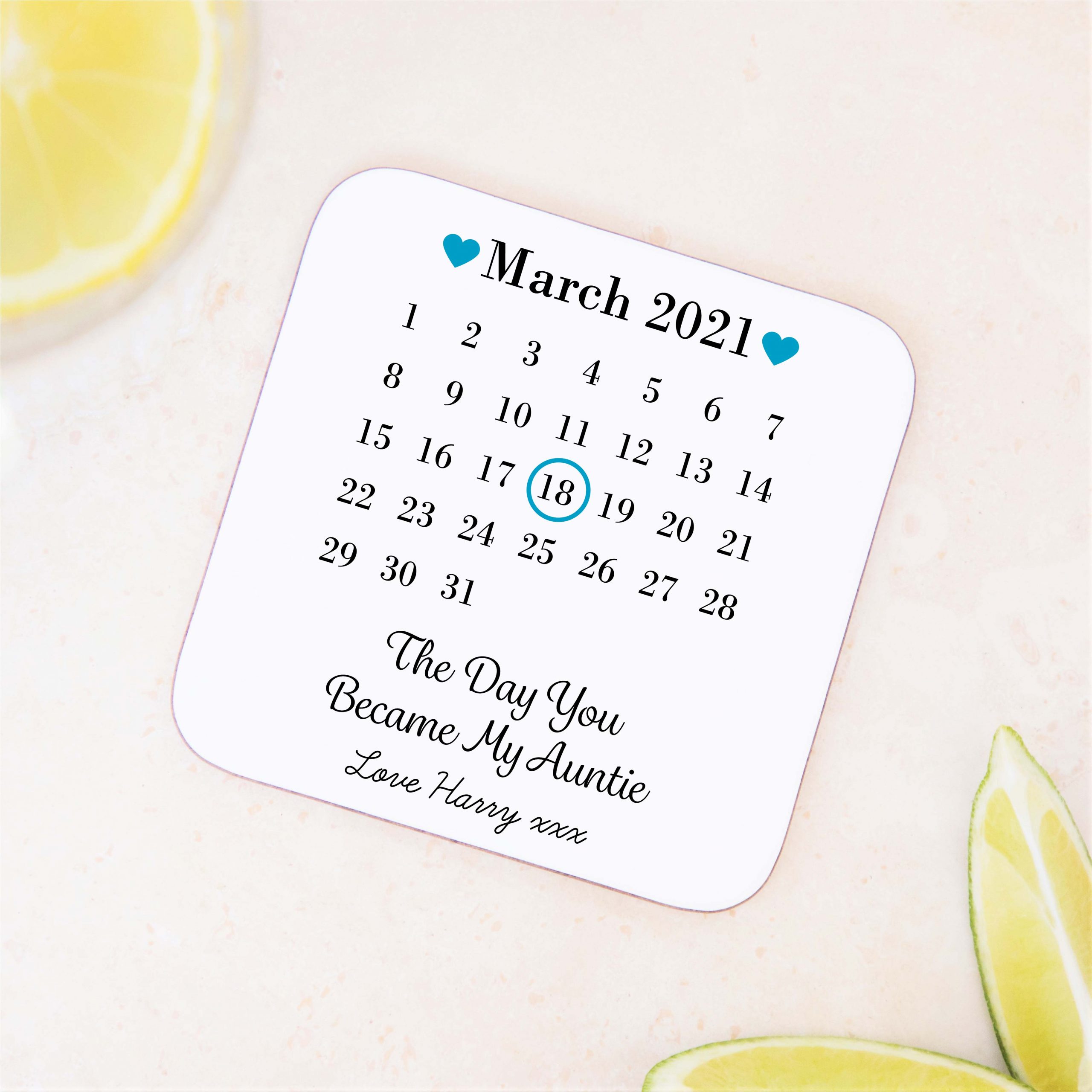Personalised Day You Became My Auntie Wooden Coaster - Gift for Auntie - Image 6