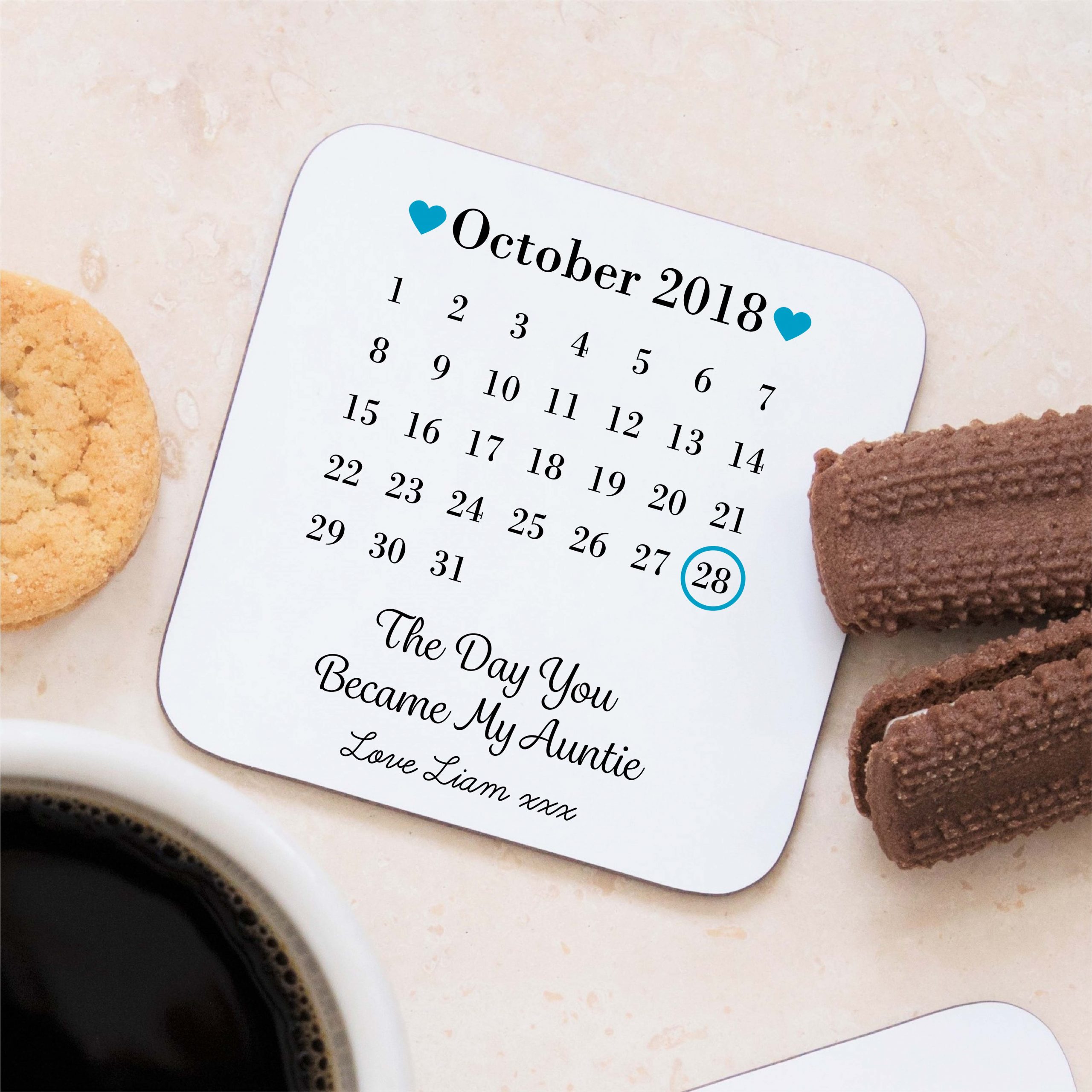 Personalised Day You Became My Auntie Wooden Coaster - Gift for Auntie - Image 2