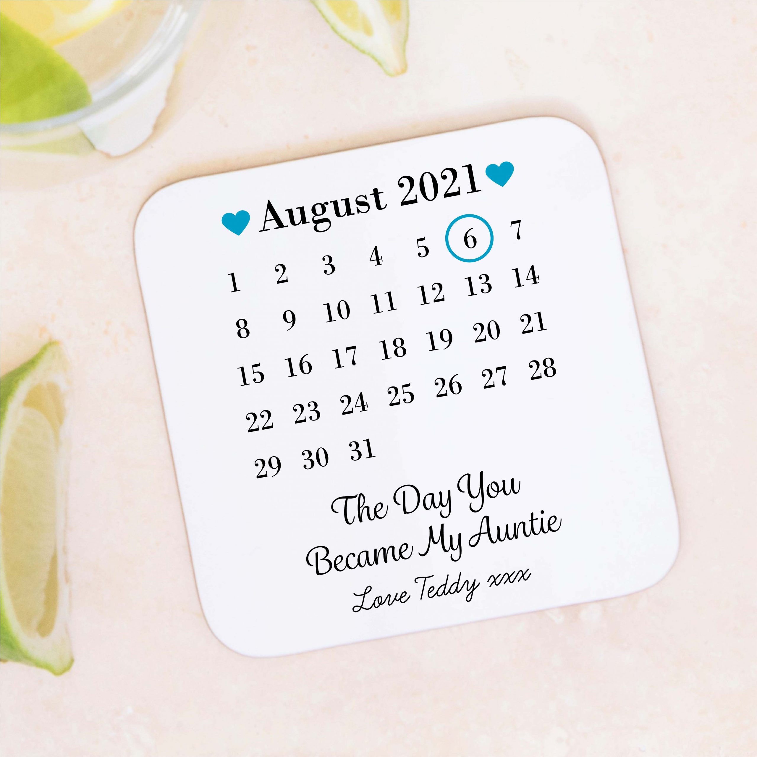 Personalised Day You Became My Auntie Wooden Coaster - Gift for Auntie - Image 4