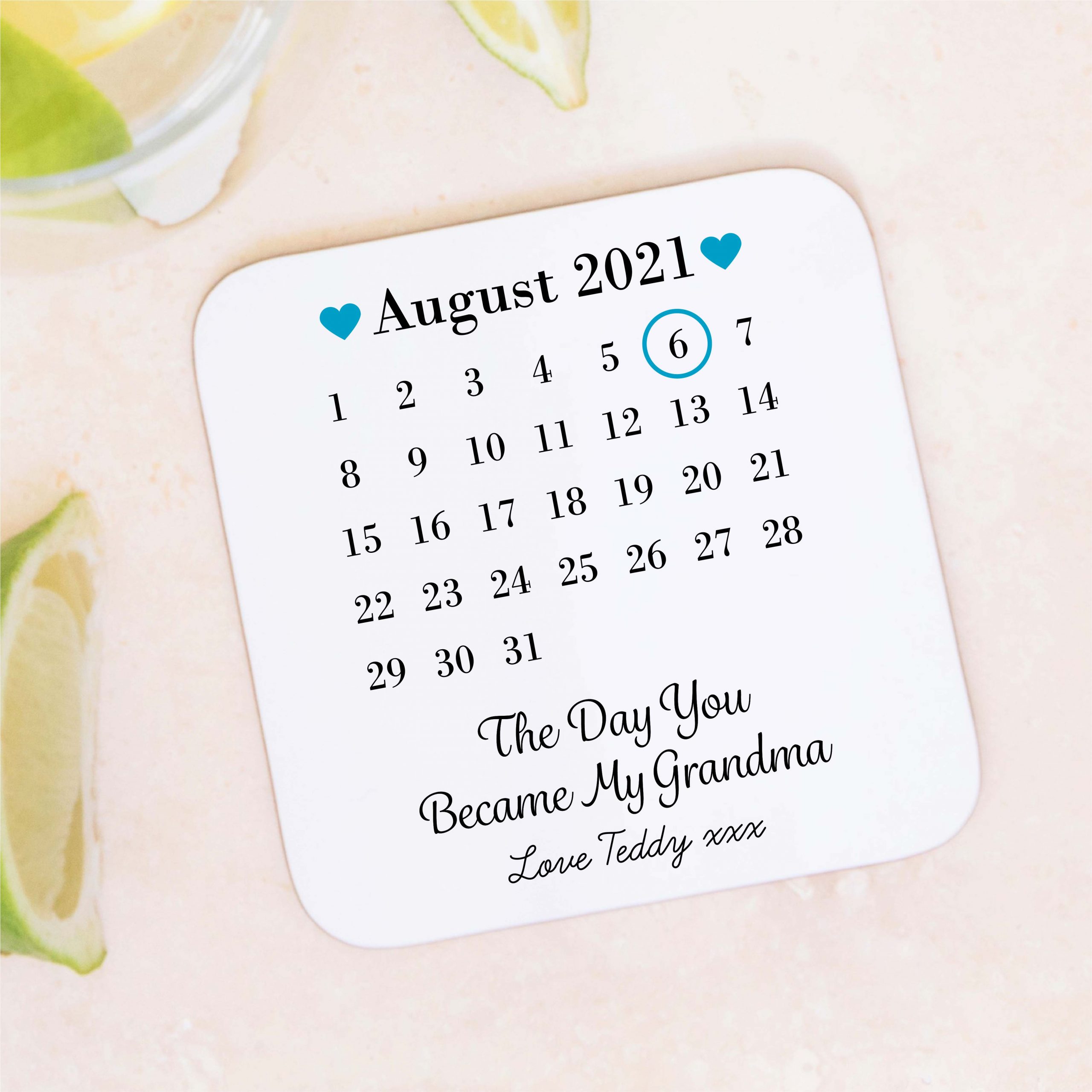 Personalised Day You Became My Grandma Wooden Coaster - Gift for Grandma - Image 4