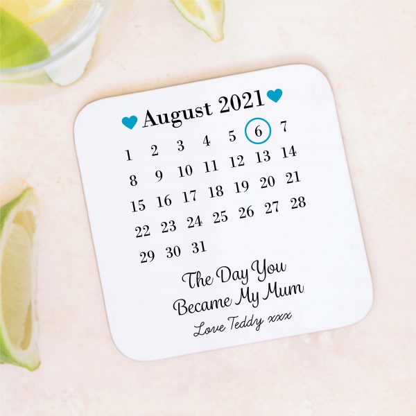 Personalised Day You Became My Mum Date Drinks Coaster Mat - Image 4