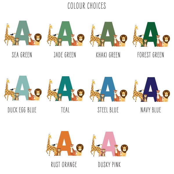Personalised Kids Name Jungle & Safari Animals Themed Linen Flag - Image 2