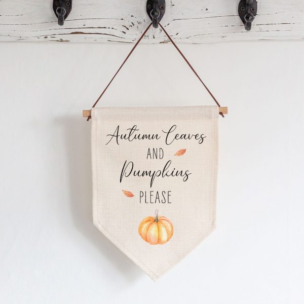 Autumn Leaves Linen Style Hanging Flag Pennant Sign