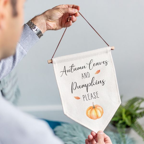 Autumn Leaves Linen Style Hanging Flag Pennant Sign - Image 2