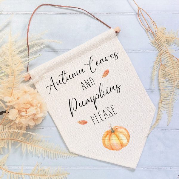 Autumn Leaves Linen Style Hanging Flag Pennant Sign - Image 3