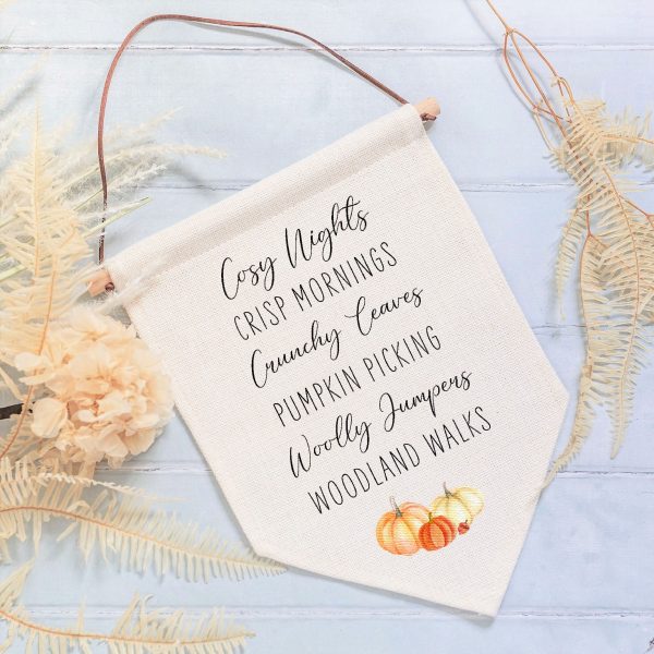Autumn List Linen Style Hanging Flag Pennant Sign - Image 3