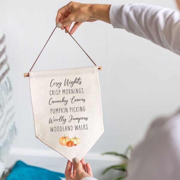 Autumn List Linen Style Hanging Flag Pennant Sign - Image 4
