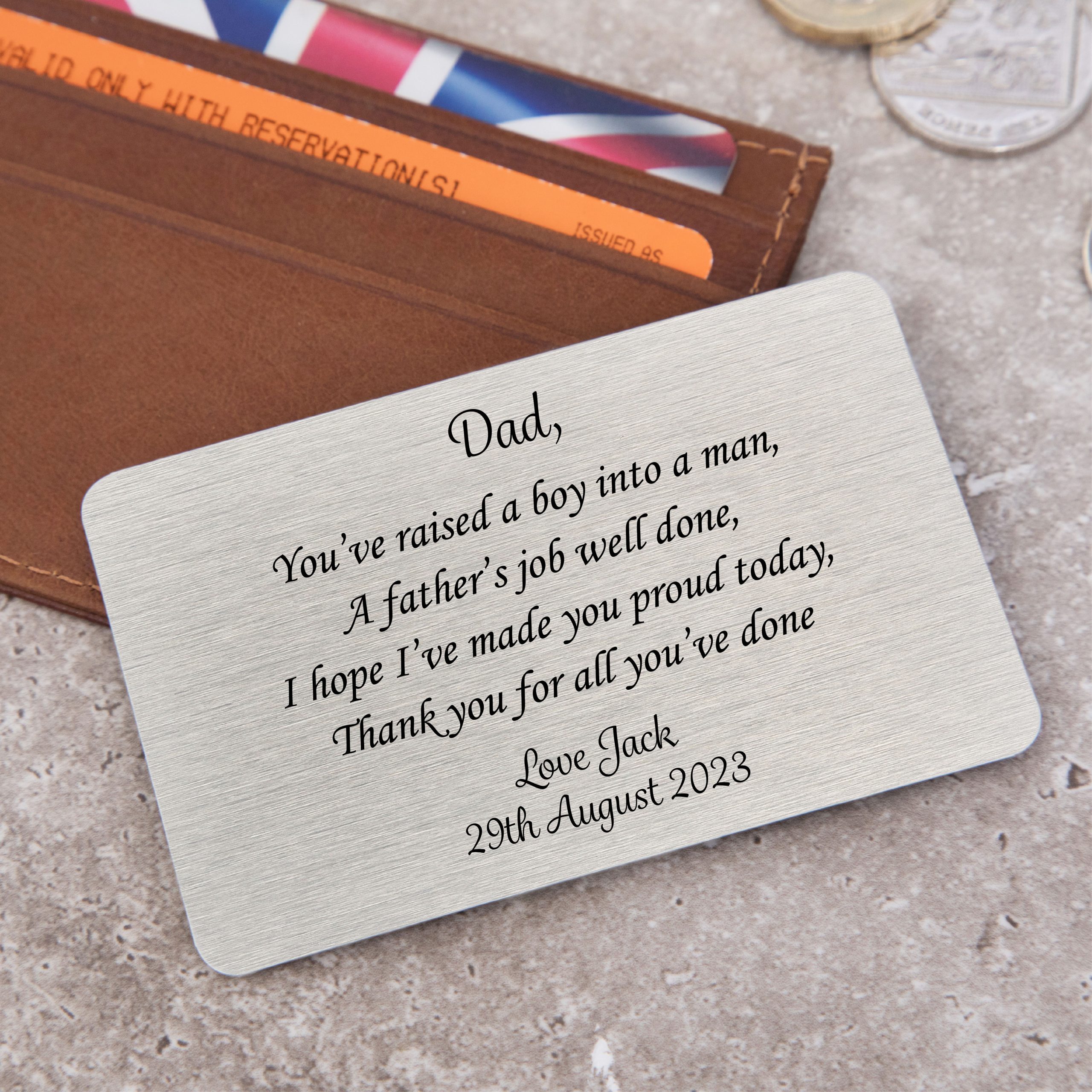 Personalised Father Of The Groom Metal Wallet Card - Gift for Father of Groom - Image 2