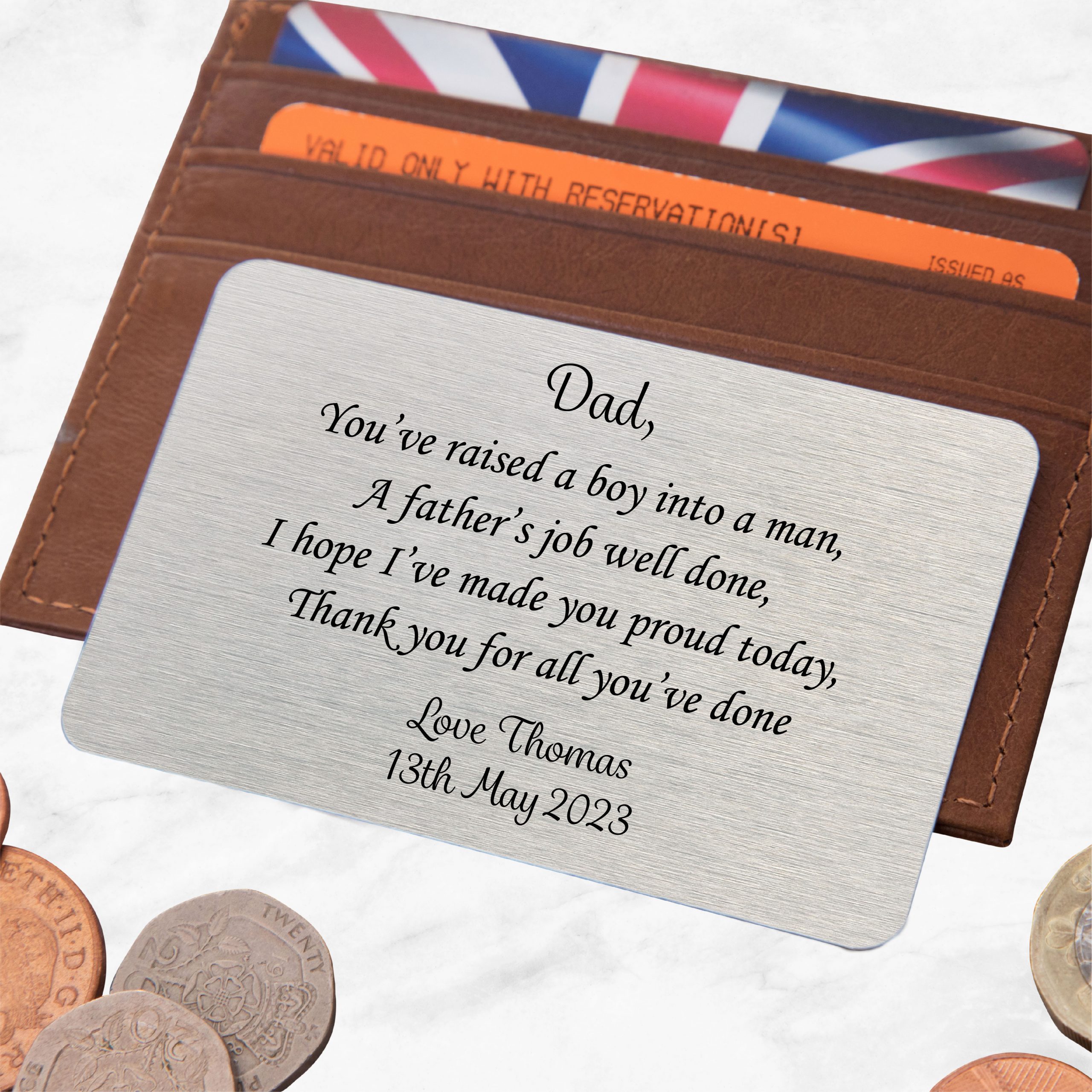 Personalised Father Of The Groom Metal Wallet Card - Gift for Father of Groom - Image 4