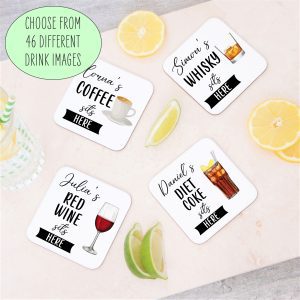 Personalised Name Drink Sits Here Coaster Mat