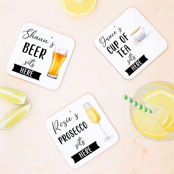 Personalised Name Drink Sits Here Coaster Mat - Image 4