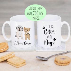 Personalised Life Is Better With Dogs Ceramic Mug - Gift for Dog Dad or Mum
