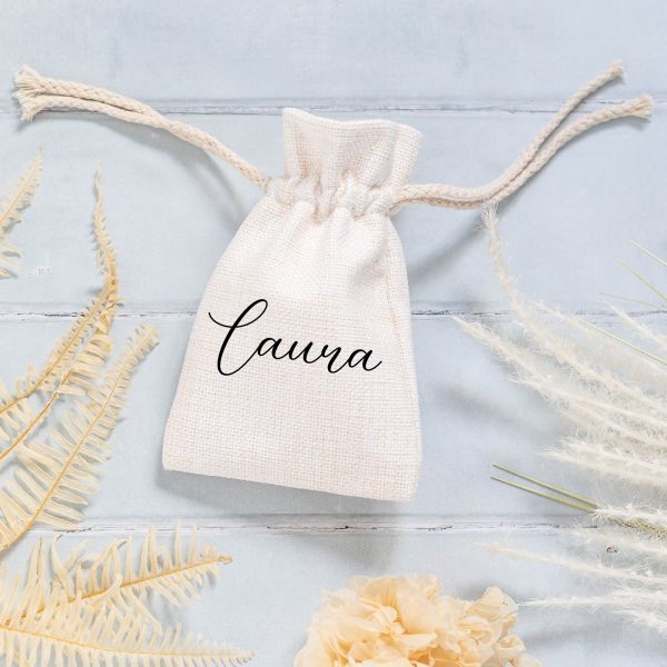 Personalised Own Message Linen Style Drawstring Bag Pouch - Image 10