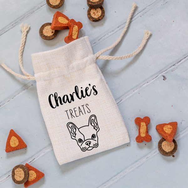 Personalised Dog Treats Linen Style Drawstring Bag Pouch - Image 3