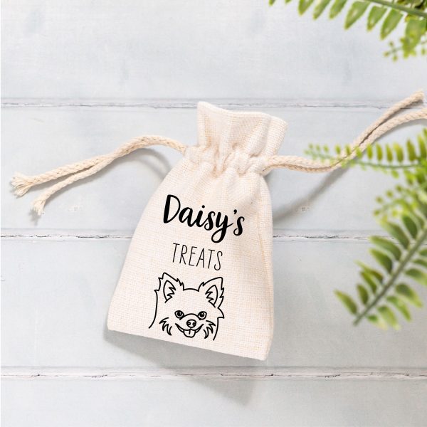 Personalised Dog Treats Linen Style Drawstring Bag Pouch - Image 4