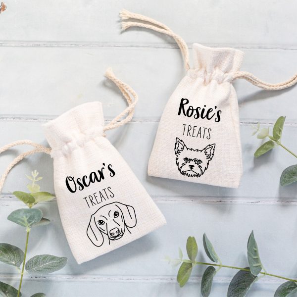 Personalised Dog Treats Linen Style Drawstring Bag Pouch - Image 6